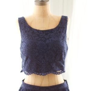 Navy Blue Two Piece all LACE gown!